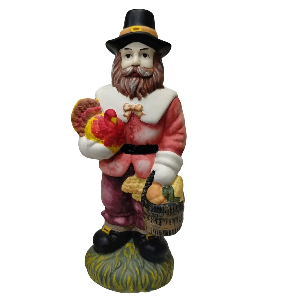 Thanksgiving Pilgrim Figurine Set Couple Harvest Fall‎ Farmhouse Holiday Decor